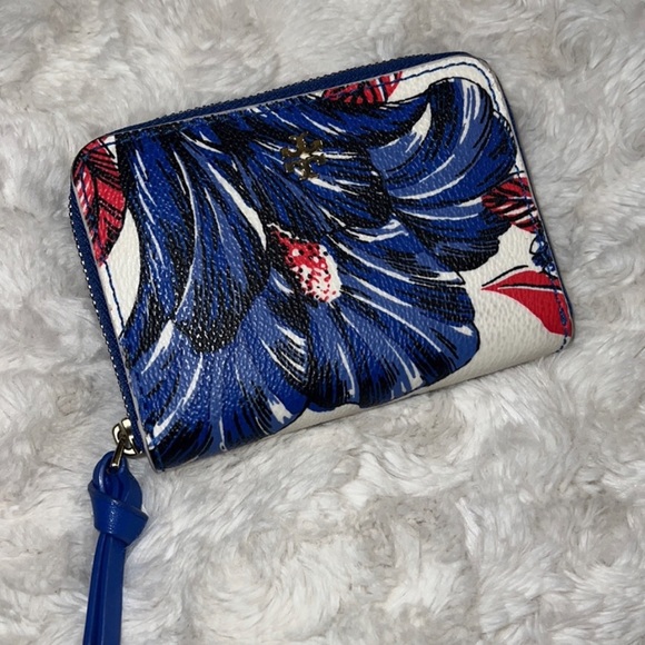 Tory Burch Vintage Floral Leather Zip Wallet / Coin Bag. Clean GUC. - Picture 5 of 13